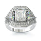 Jorrio 2.5ct asscher cut classic sterling silver ring