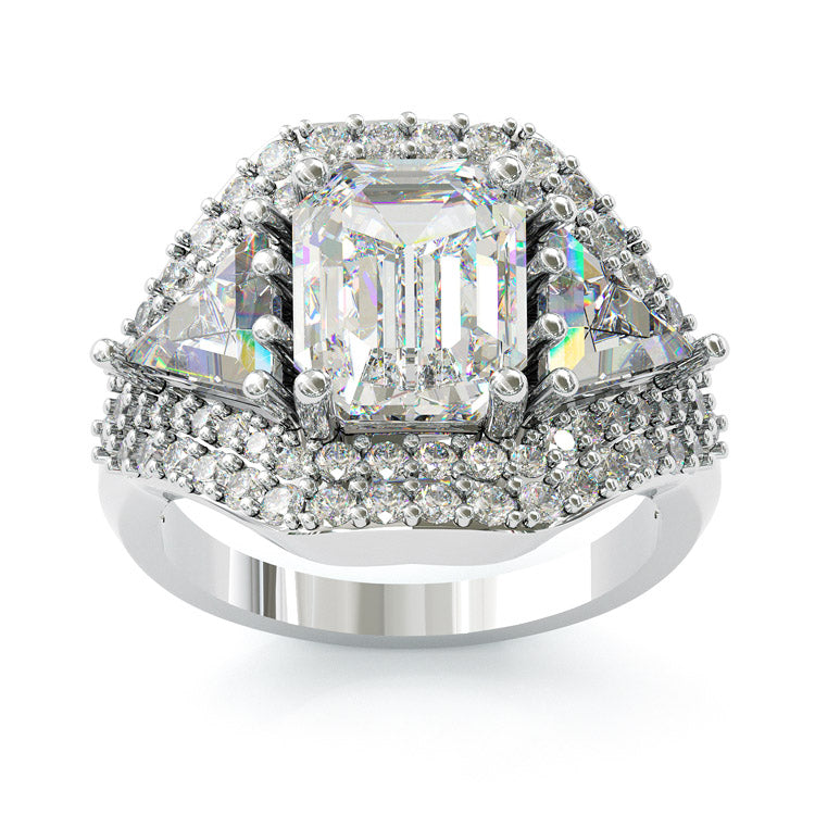 Jorrio 2.5ct asscher cut classic sterling silver ring