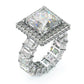 Jorrio gold 6ct princess cut halo sterling silver ring