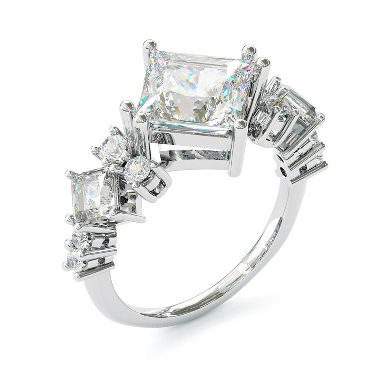 Jorrio princess cut classic sterling silver ring