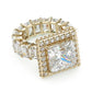 Jorrio gold 6ct princess cut halo sterling silver ring