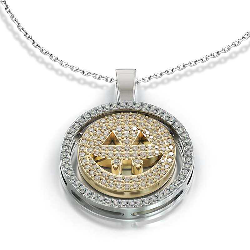 Jorrio handmade yellow round sterling silver smiley necklace