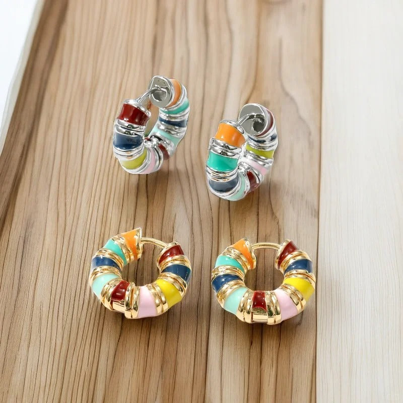 Jorrio handmade enamel colorful hoop fashion earrings