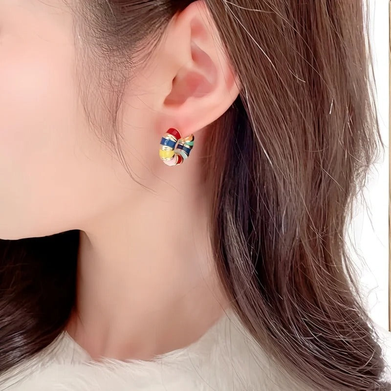 Jorrio handmade enamel colorful hoop fashion earrings