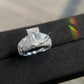 Jorrio 5ct emerald cut brilliant sterling silver ring