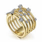 Jorrio handmade gold round cut multi row vintage women's band ring