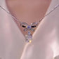 Jorrio handmade radiant bow fashion diamond sterling silver necklace