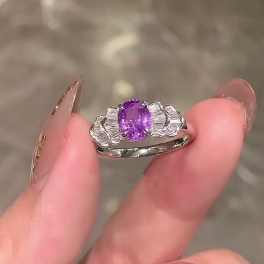 Jorrio amethyst 1.2ct oval cut unique sterling silver ring