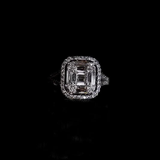 Jorrio brilliant emerald cut sterling silver ring