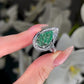 Jorrio stunning green 5ct pear cut sterling silver ring