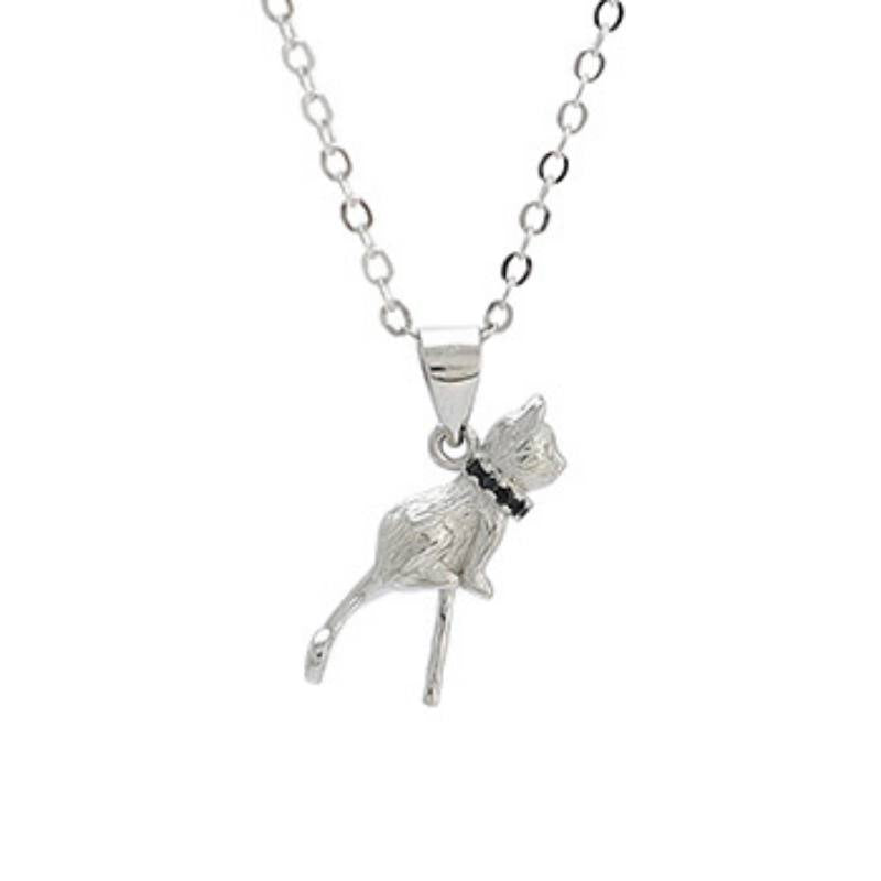 Jorrio handmade cute cat bead sterling silver necklace