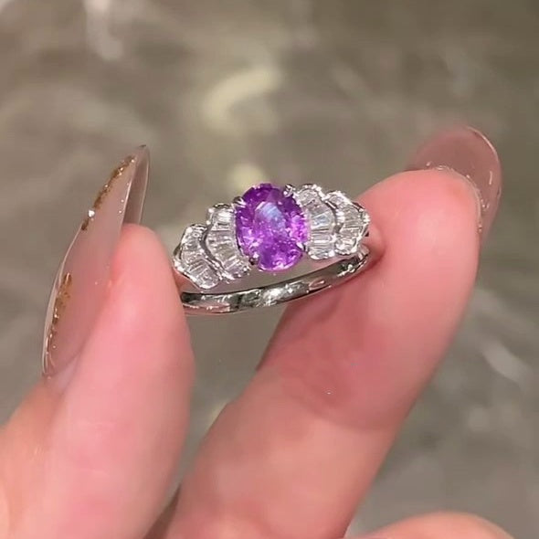 Jorrio amethyst 1.2ct oval cut unique sterling silver ring