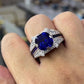 Jorrio handmade 10ct sapphire cushion cut vintage sterling silver men ring