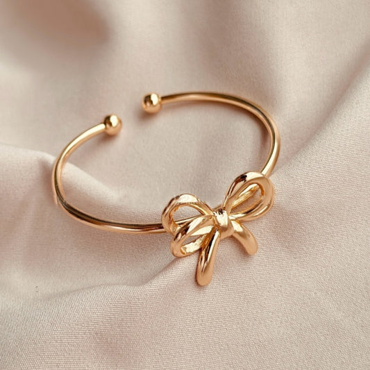 Jorrio handmade gold bow sterling silver open bracelet