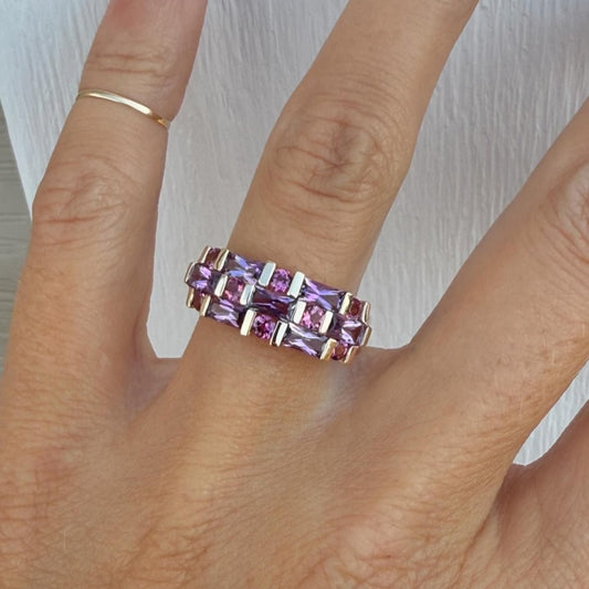 Jorrio unique amethyst sterling silver ring band