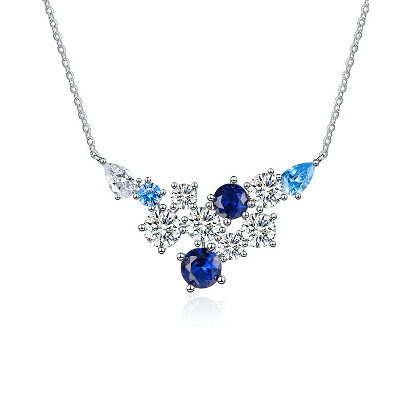 Jorrio handmade sapphire round cut luxury sterling silver necklace