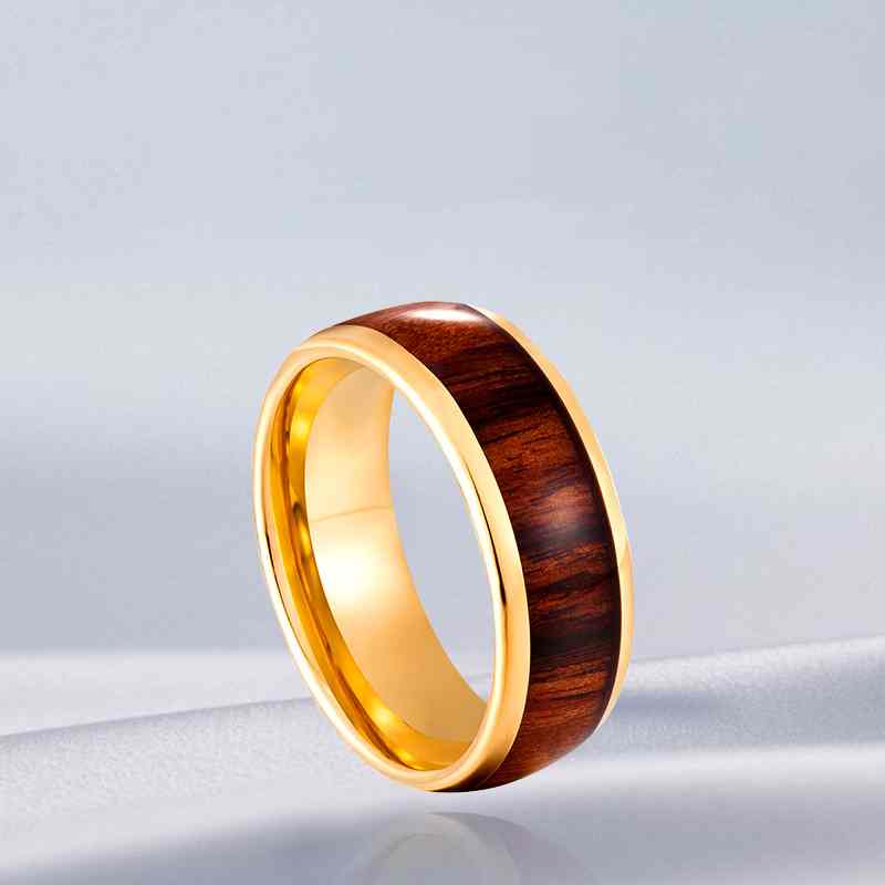 Jorrio handmade gold wood grain tungsten steel wedding men's band