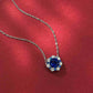 Jorrio handmade 2ct sapphire round cut vintage sterling silver necklace