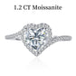 Jorrio 1.2ct heart shape moissanite sterling silver ring