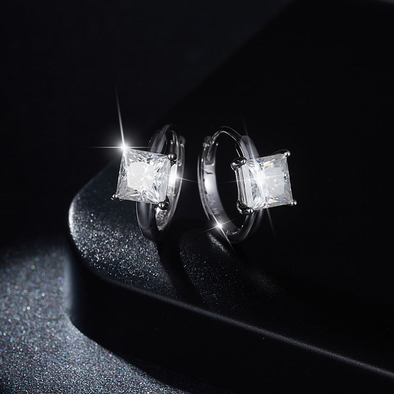 Jorrio handmade 2ct princess cut moissanite simple sterling silver earrings