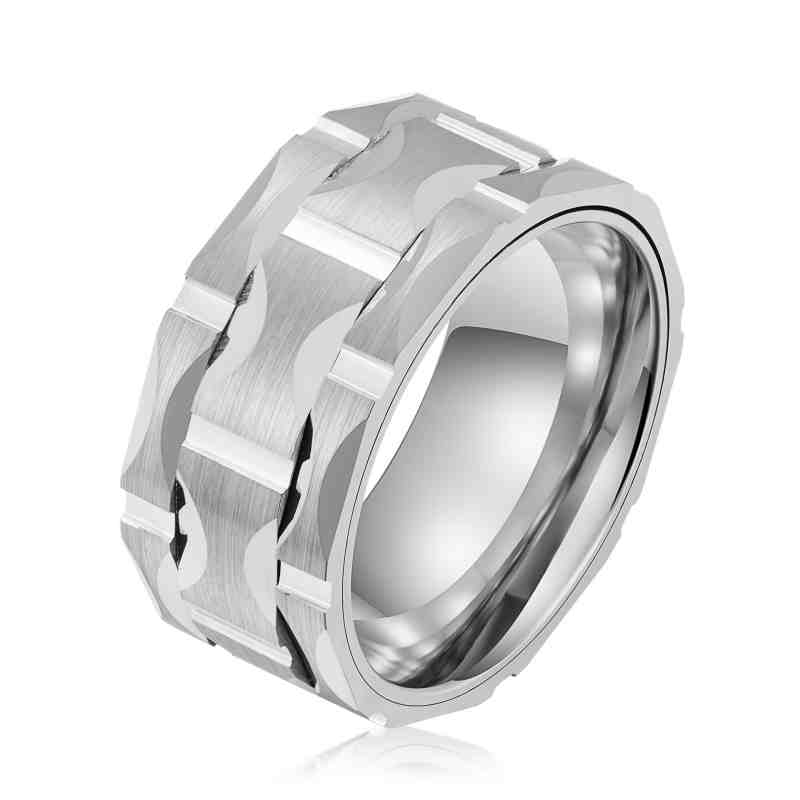 Jorrio handmade fashion ripple tungsten steel wedding men's band