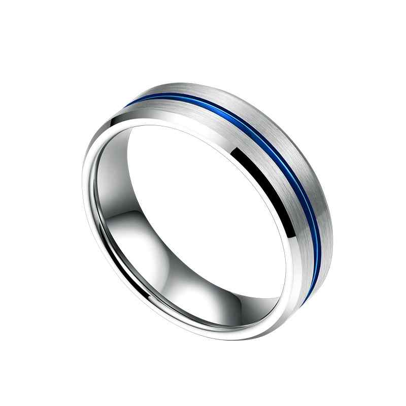 Jorrio handmade simple style blue tungsten Steel wedding men's band