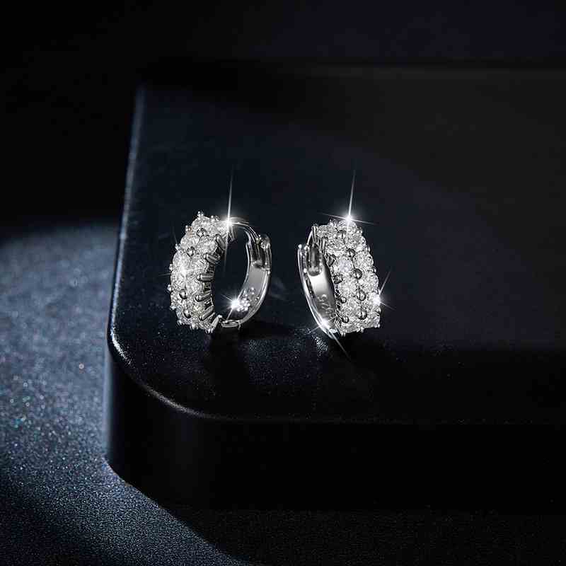 Jorrio handmade double row full Moissanite diamond sterling silver earrings