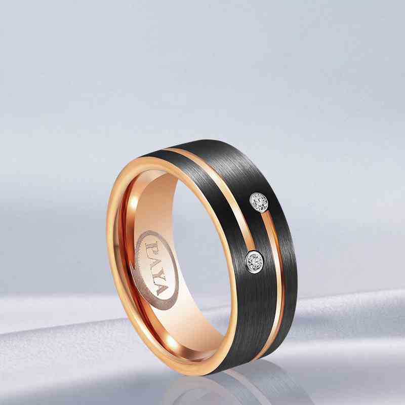 Jorrio handmade fashion black gold tungsten steel wedding men's band