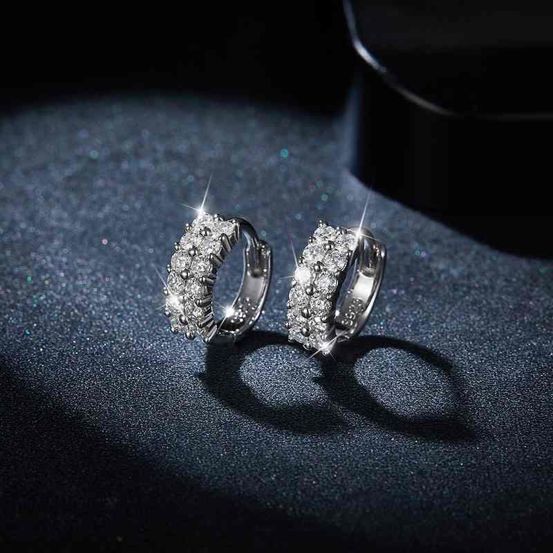 Jorrio handmade double row full Moissanite diamond sterling silver earrings