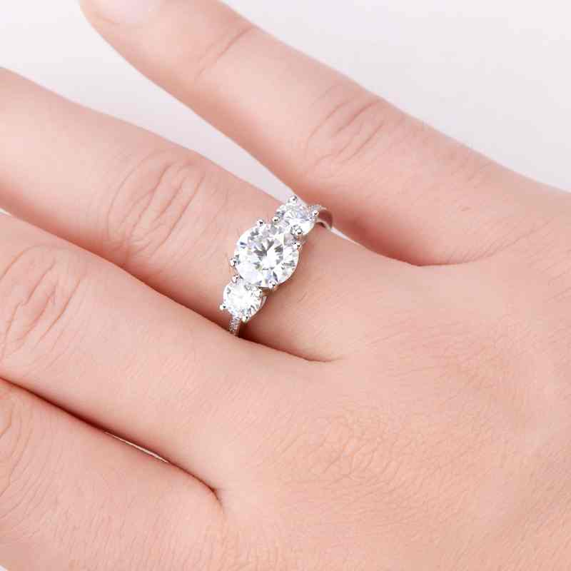 Jorrio handmade 3ct round cut Moissanite sterling silver wedding engagement ring