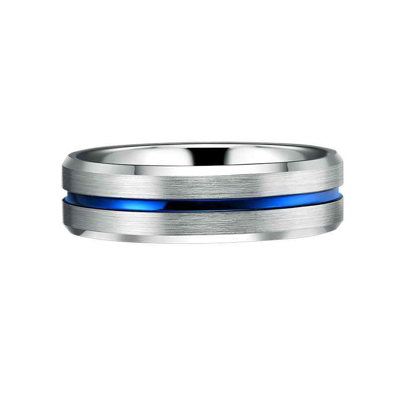 Jorrio handmade simple style blue tungsten Steel wedding men's band