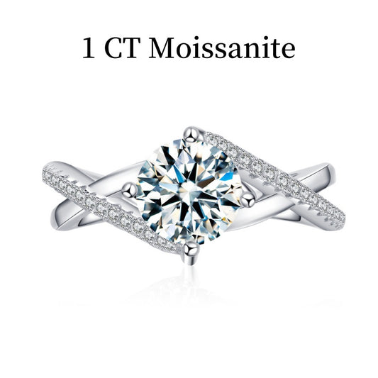 Jorrio 1ct round cut moissanite sterling silver ring