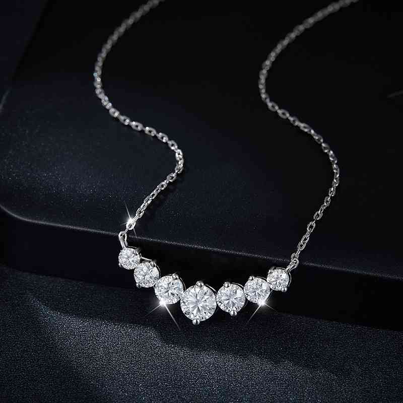 Jorrio handmade smile V shaped classic full 1.7ct moissanite diamond sterling silver necklace