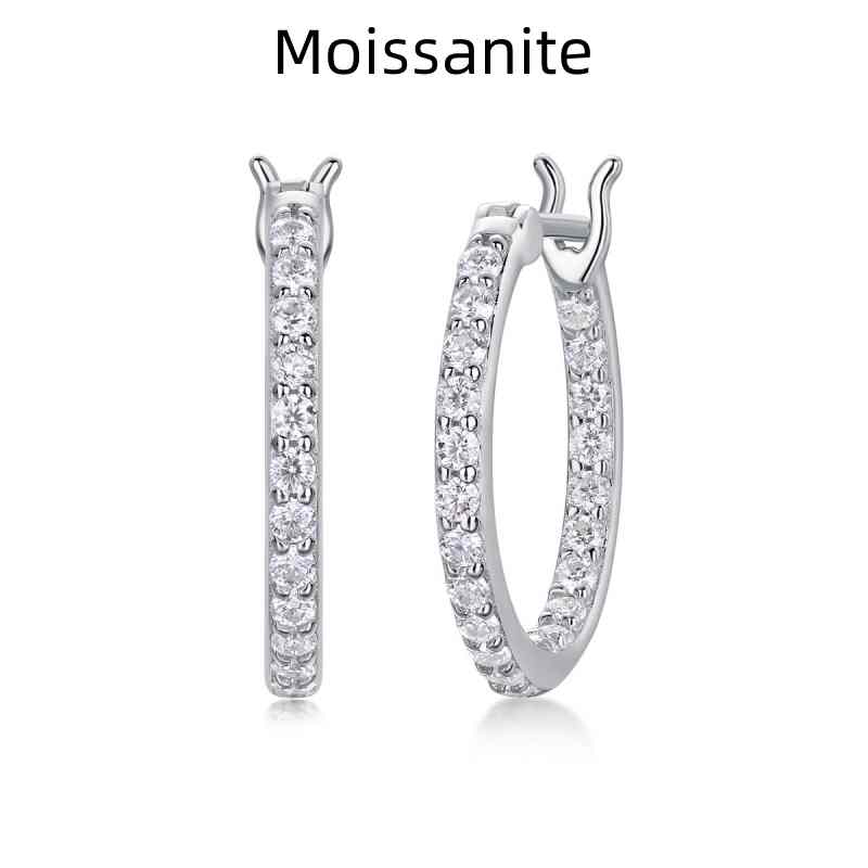 Jorrio handmade round cut vintage Moissanite sterling silver earrings