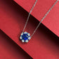 Jorrio handmade 2ct sapphire round cut vintage sterling silver necklace