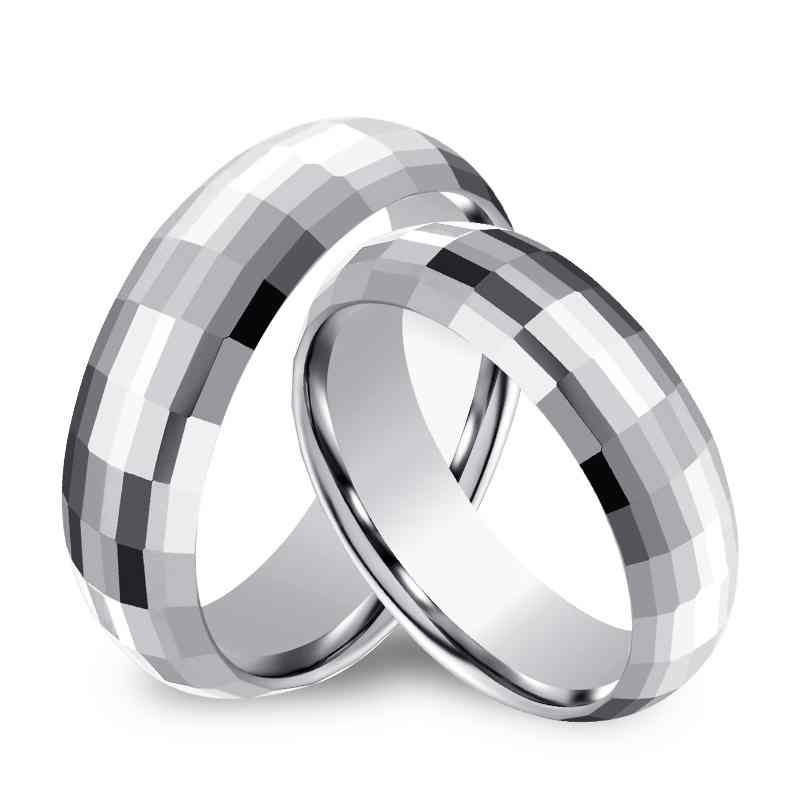 Jorrio handmade personalized lozenge cut tungsten Steel wedding men's band