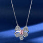 Jorrio handmade pink radiant bow sterling silver diamond necklace