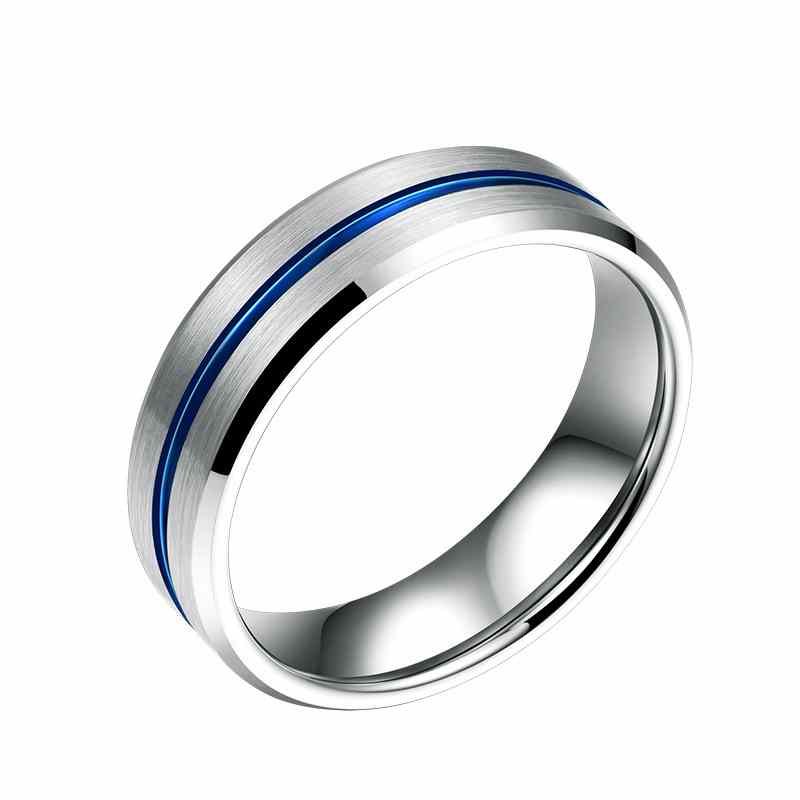 Jorrio handmade simple style blue tungsten Steel wedding men's band