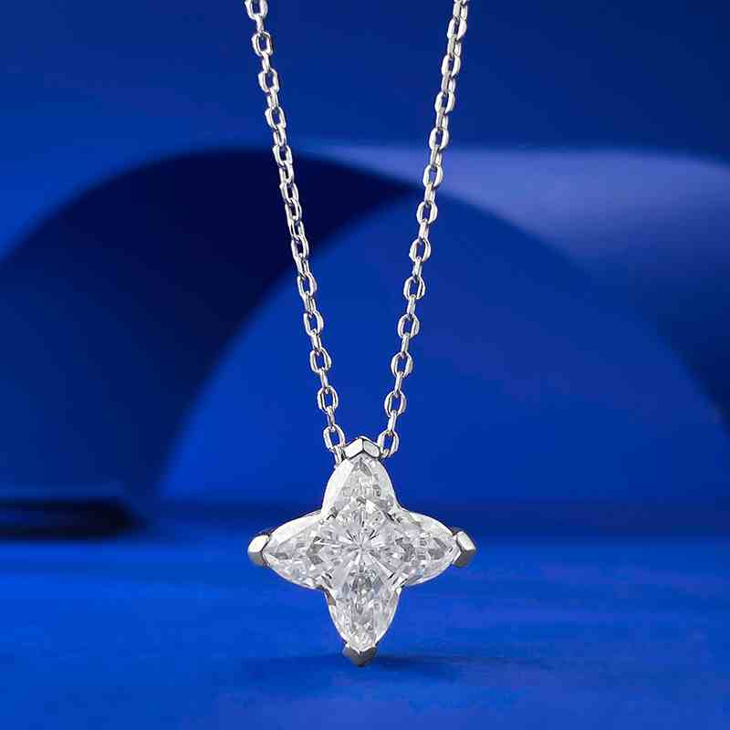 Jorrio handmade four-pointed star shaped diamond sterling silver necklace