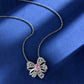 Jorrio handmade pink radiant bow sterling silver diamond necklace