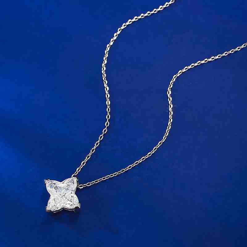 Jorrio handmade four-pointed star shaped diamond sterling silver necklace