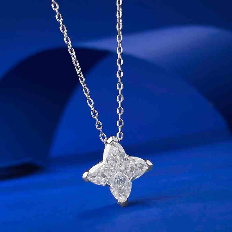 Jorrio handmade four-pointed star shaped diamond sterling silver necklace