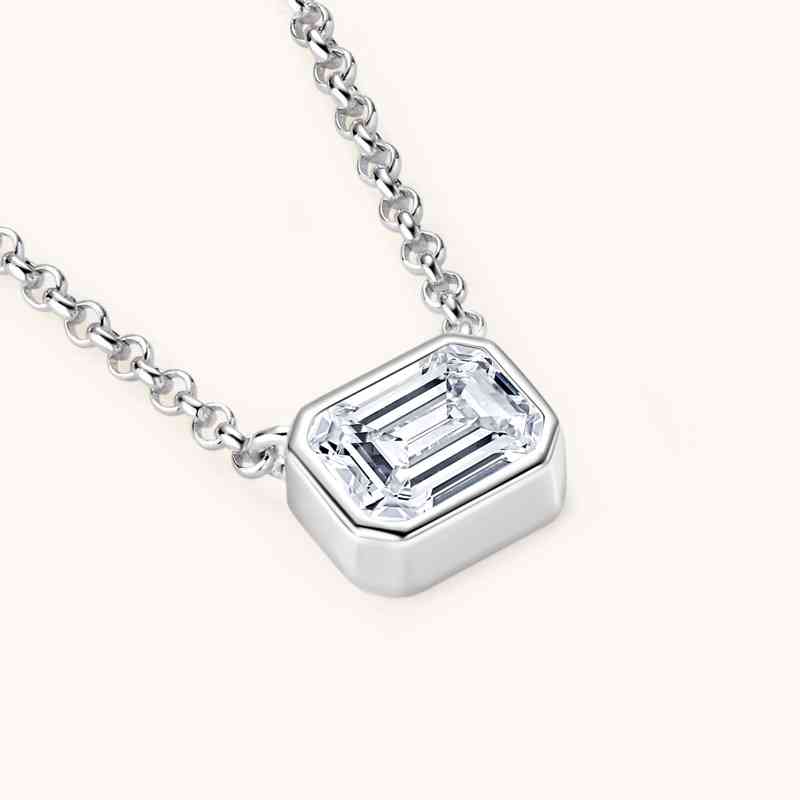 Jorrio handmade 1ct emerald cut classy Moissanite sterling silver necklace