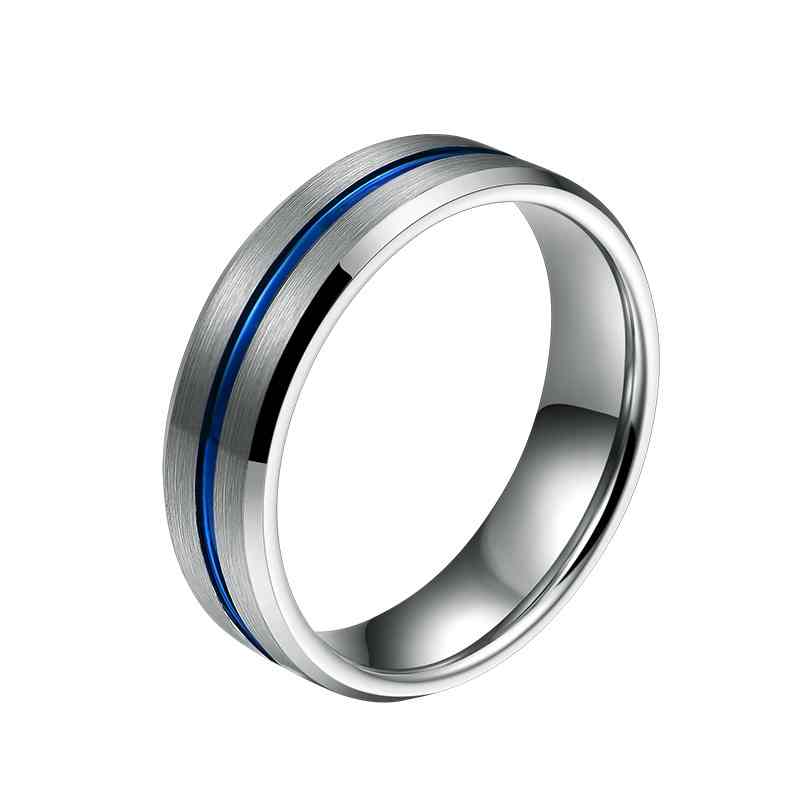 Jorrio handmade simple style blue tungsten Steel wedding men's band