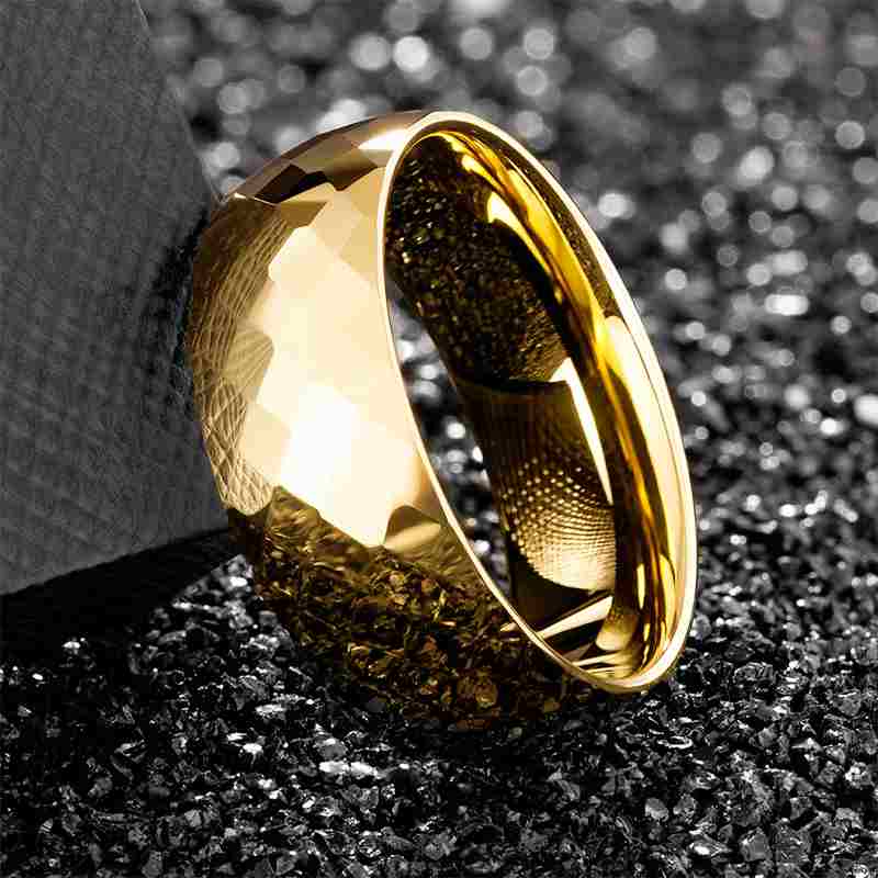 Jorrio handmade personalized gold tungsten men's band