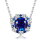 Jorrio handmade 2ct sapphire round cut vintage sterling silver necklace