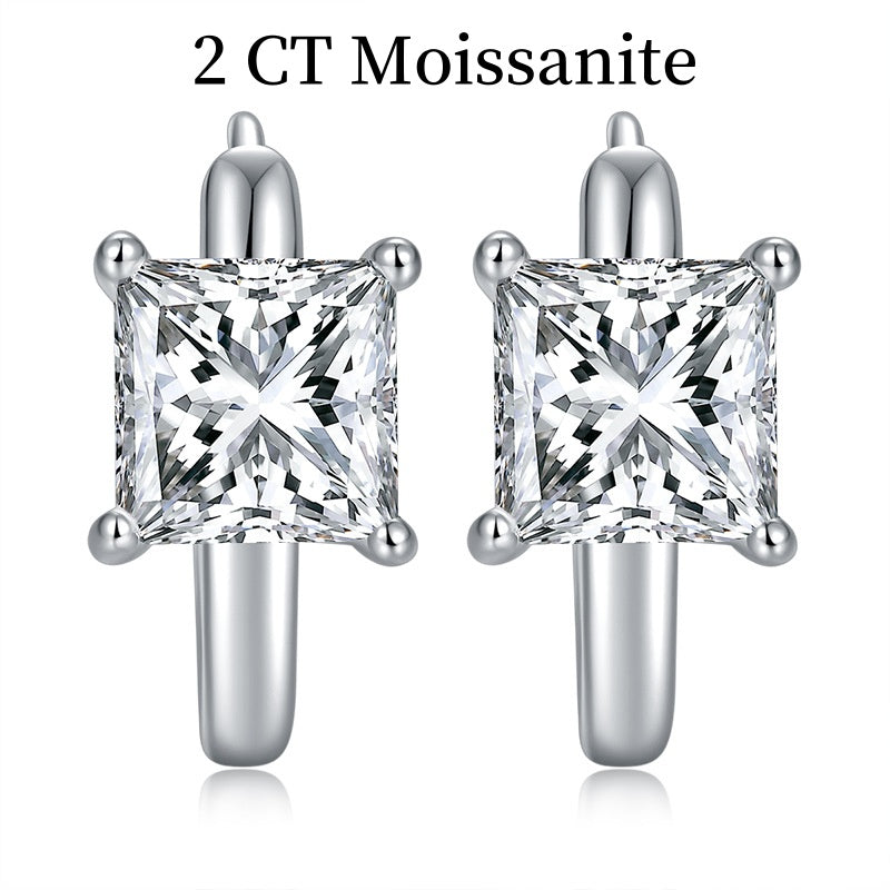 Jorrio handmade 2ct princess cut moissanite simple sterling silver earrings