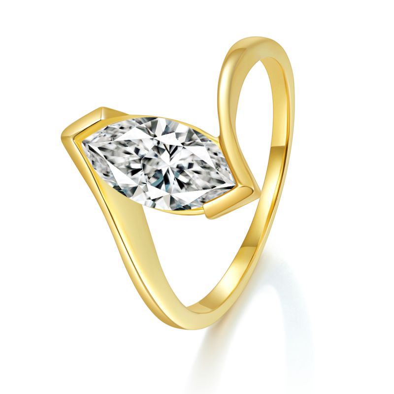 Jorrio handmade gold 1ct marquise cut vintage moissanite sterling silver engagement ring