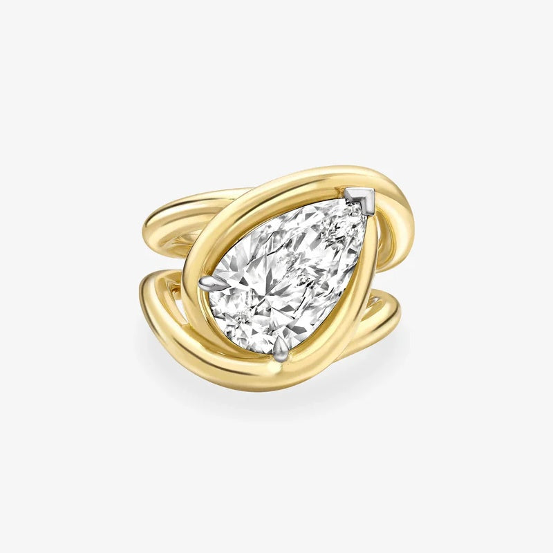 Jorrio gold 5ct twisted pear cut sterling silver ring