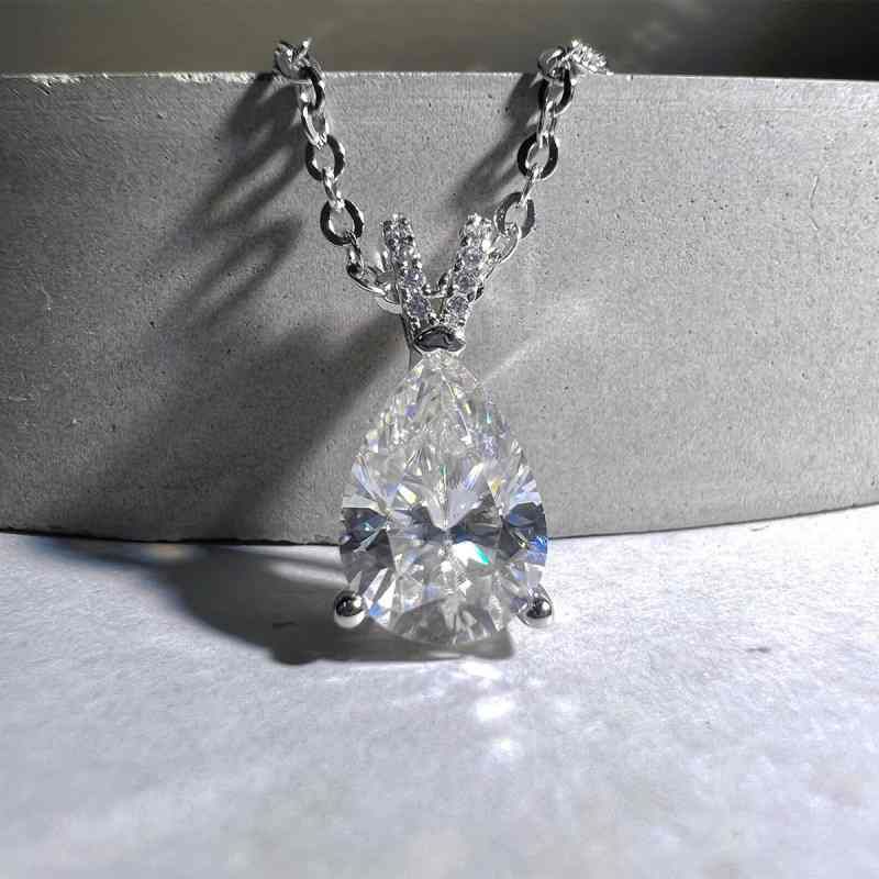 Jorrio handmade 2.5ct pear cut Moissanite classic sterling silver necklace